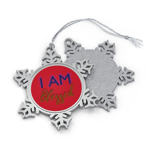 I AM BLESSED Pewter Snowflake Ornament