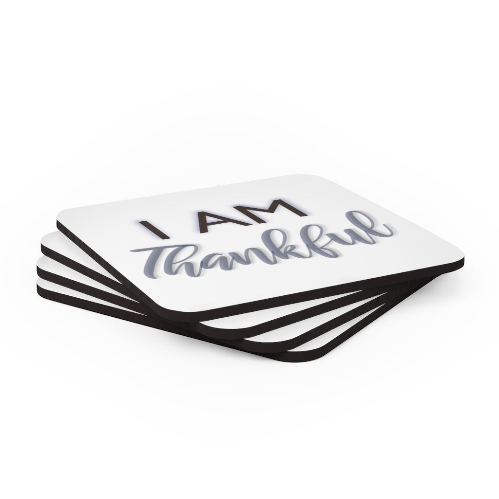 I AM THANKFUL Corkwood Coaster Set