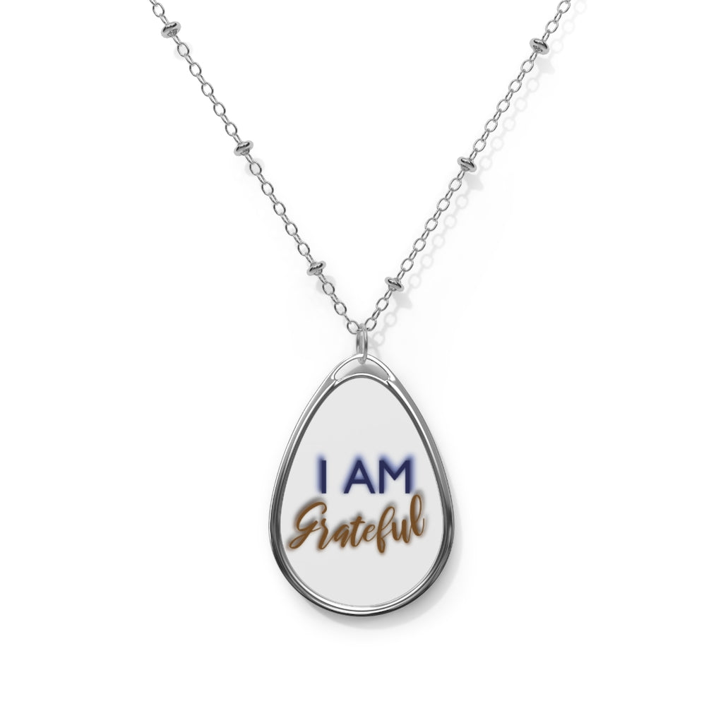 I AM GRATEFUL Oval Necklace