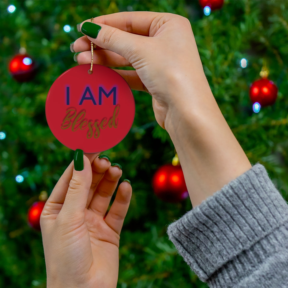 I AM BLESSED Ceramic Ornament, 4 Shapes