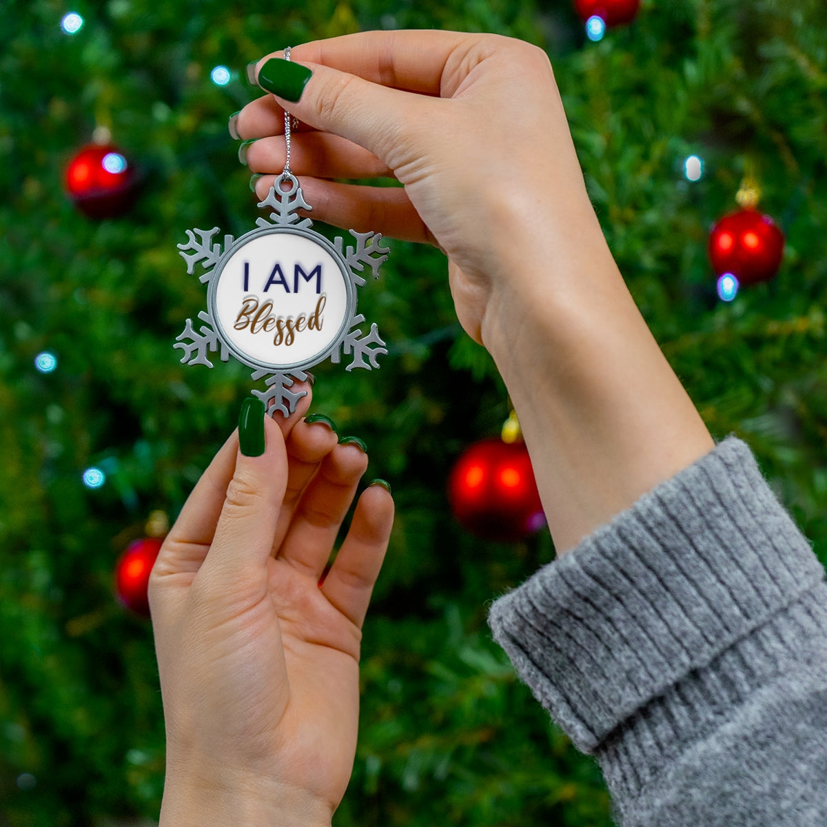 I AM BLESSED Pewter Snowflake Ornament