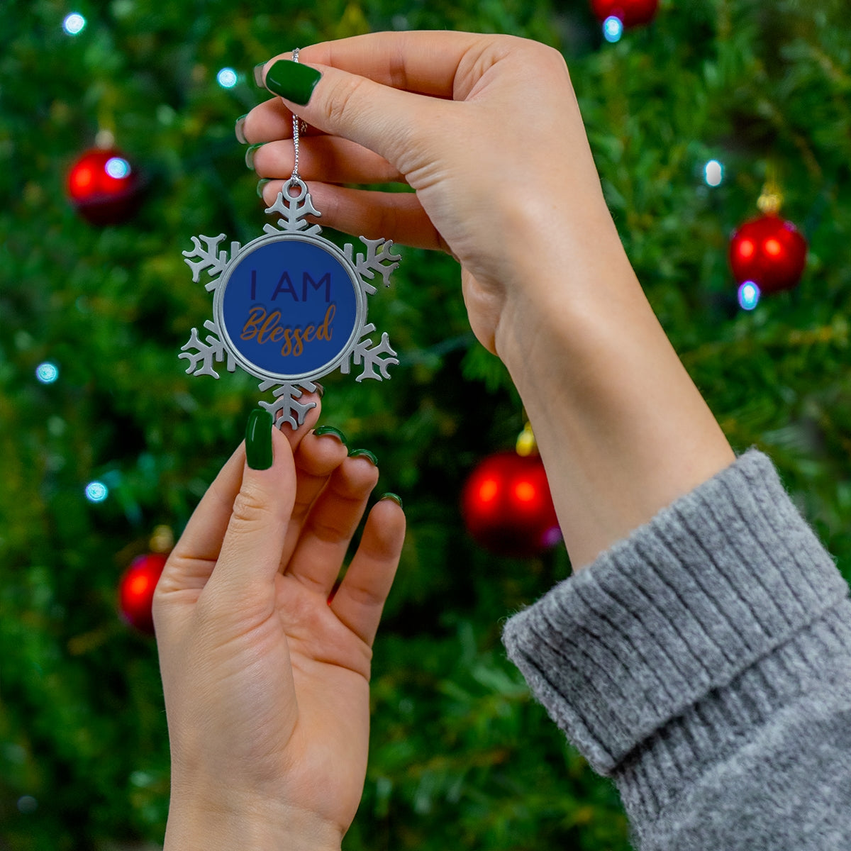 BLESSED Pewter Snowflake Ornament