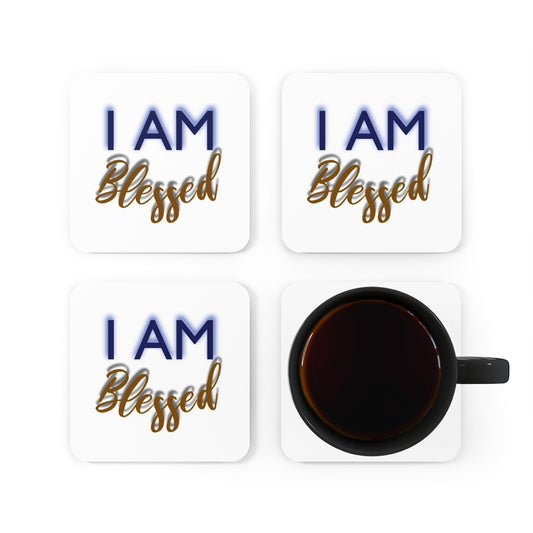 I AM BLESSED Corkwood Coaster Set