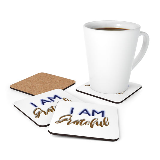 I AM GRATEFUL Corkwood Coaster Set