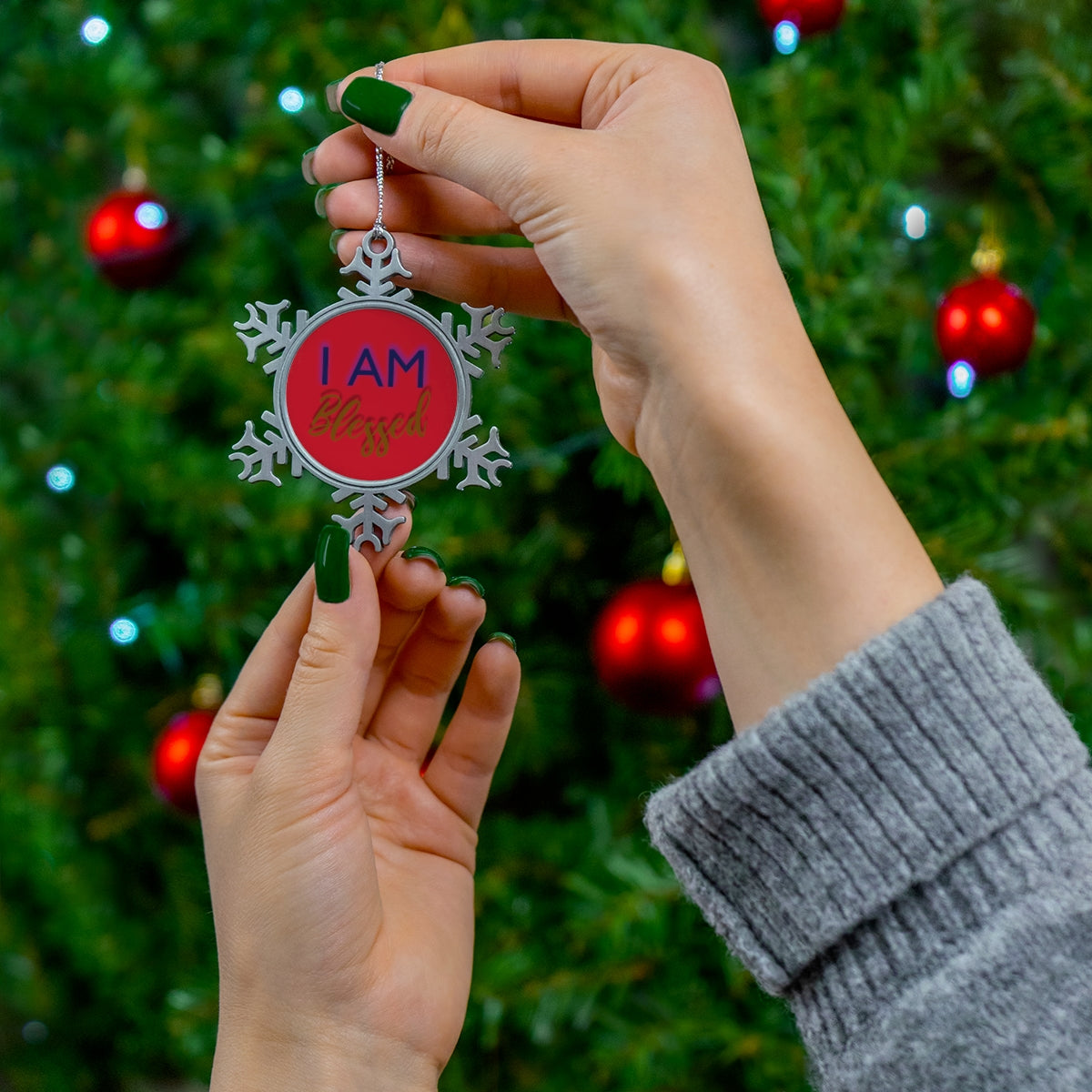 I AM BLESSED Pewter Snowflake Ornament