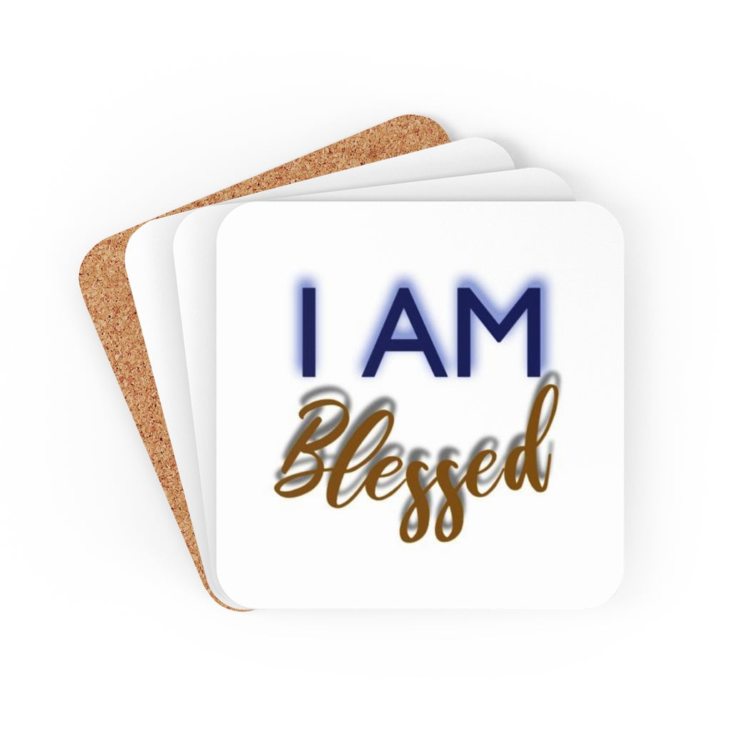 I AM BLESSED Corkwood Coaster Set