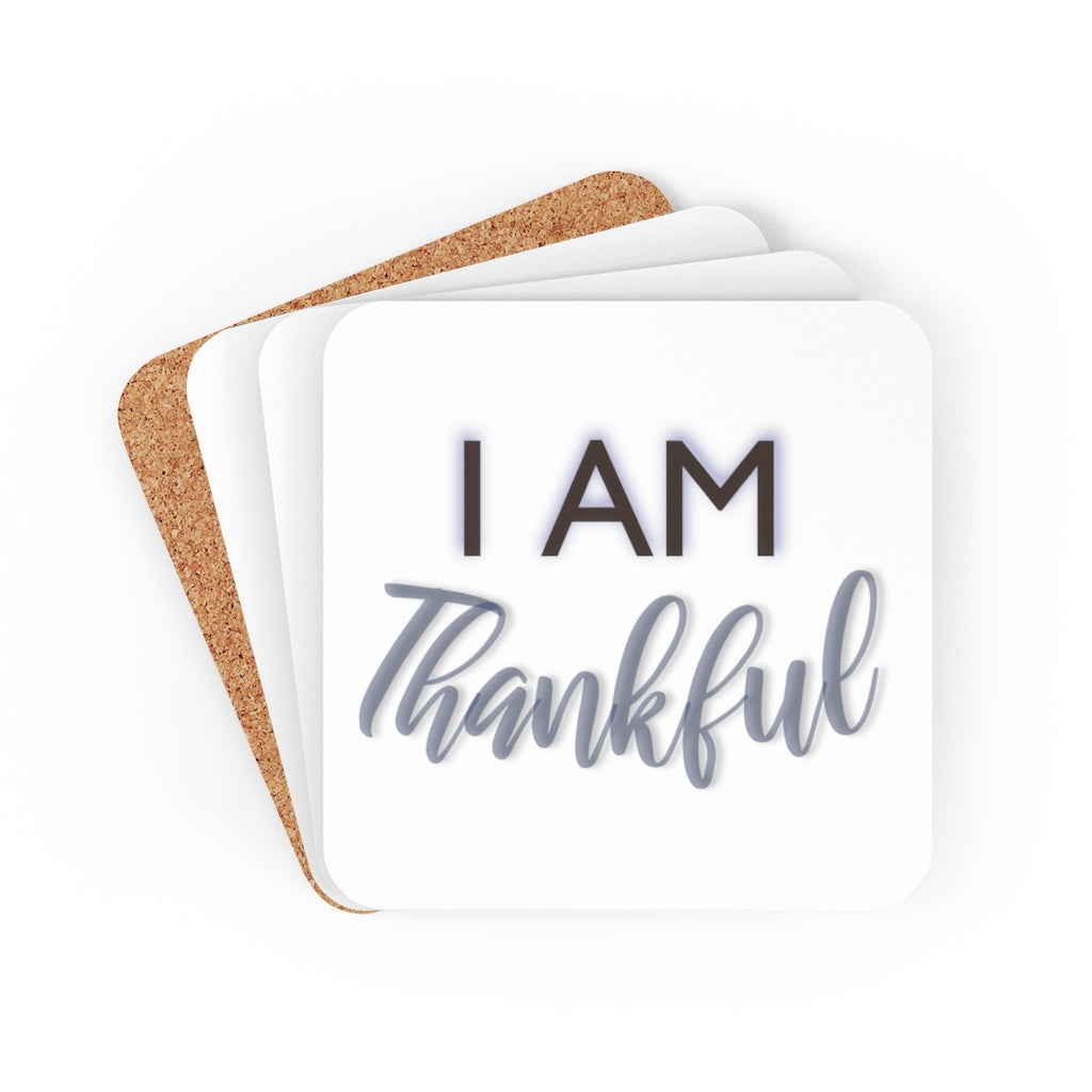 I AM THANKFUL Corkwood Coaster Set