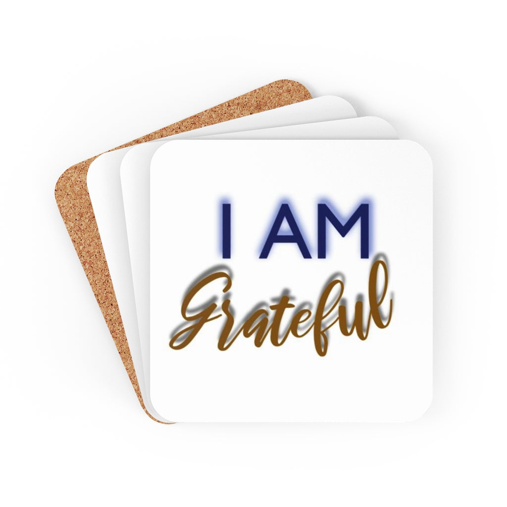 I AM GRATEFUL Corkwood Coaster Set