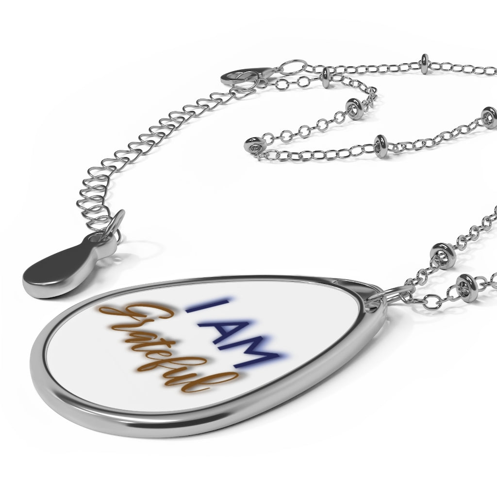 I AM GRATEFUL Oval Necklace