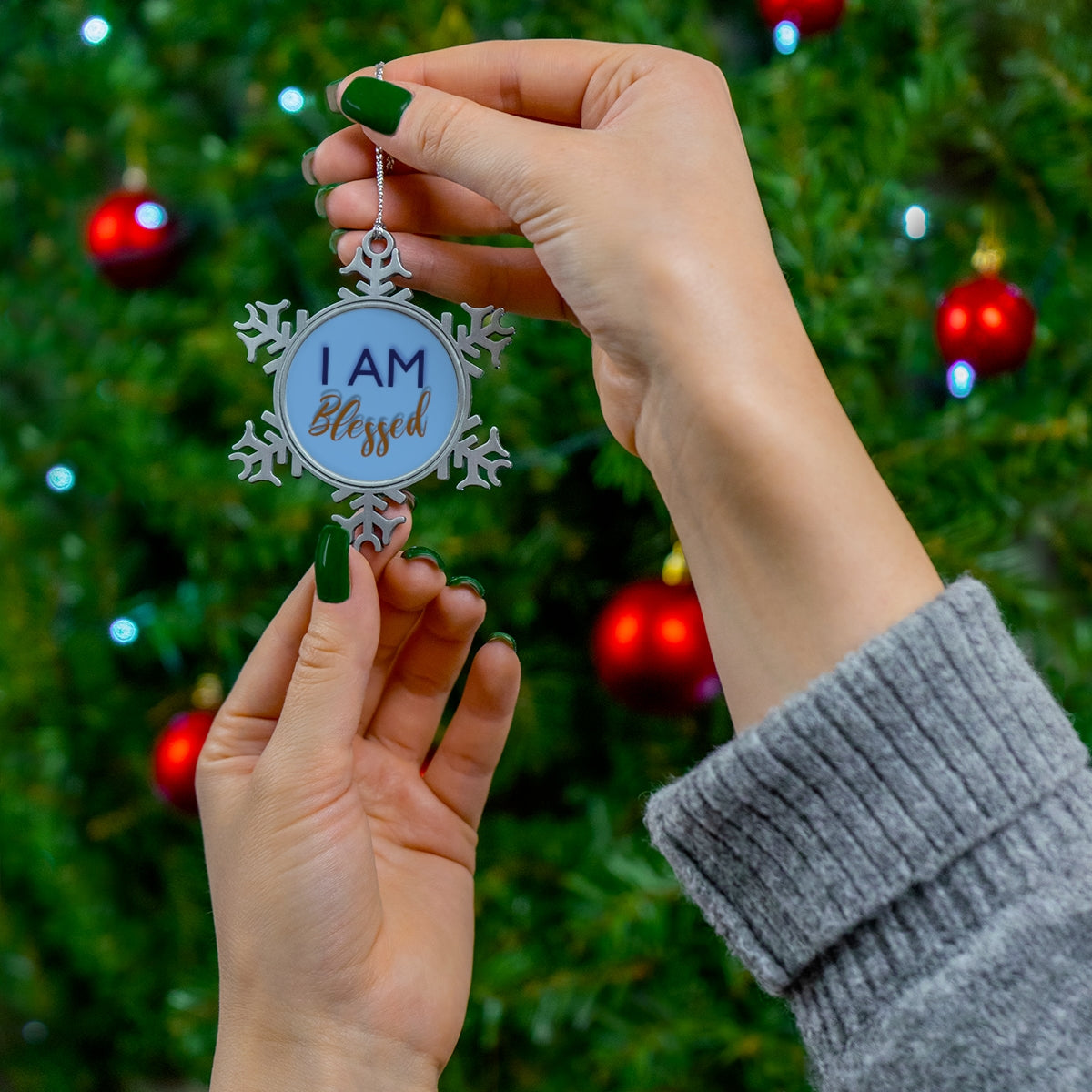 BLESSED Pewter Snowflake Ornament