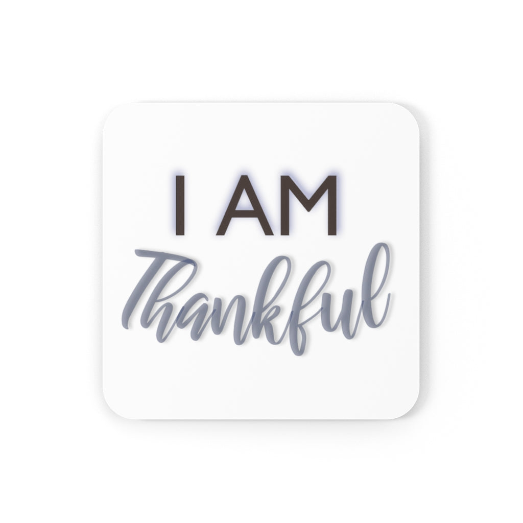 I AM THANKFUL Corkwood Coaster Set