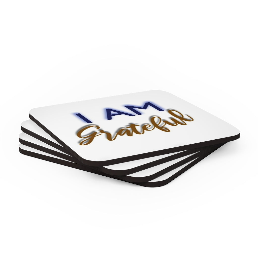 I AM GRATEFUL Corkwood Coaster Set