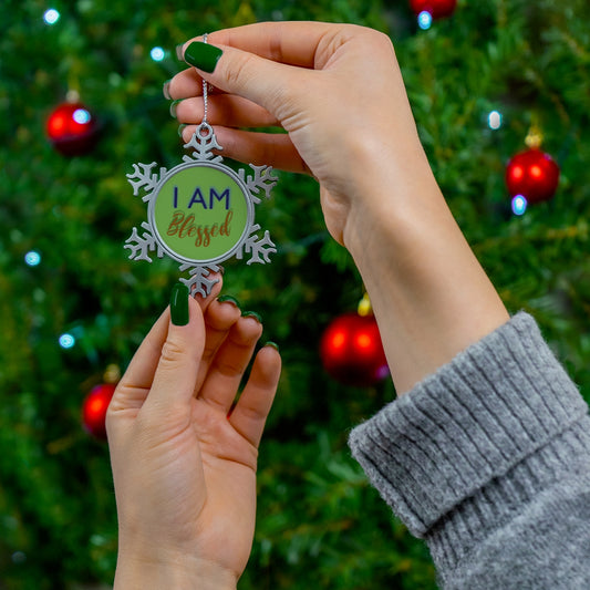 I AM BLESSED Pewter Snowflake Ornament