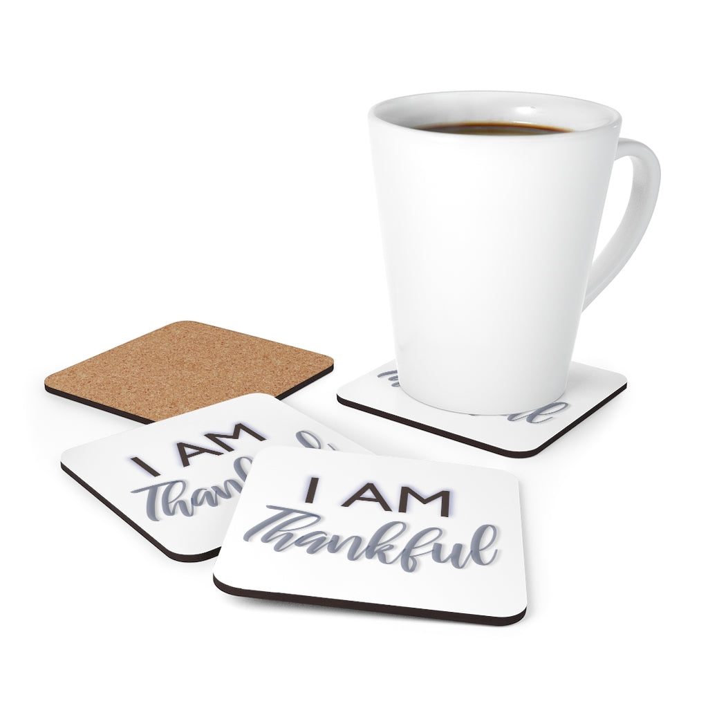 I AM THANKFUL Corkwood Coaster Set